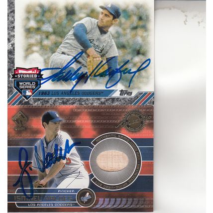 SANDY KOUFAX & ISMAEL VALDES BAT 2017/00 AUTOGRAPHED LOS ANGELES DODGERS PITCHER