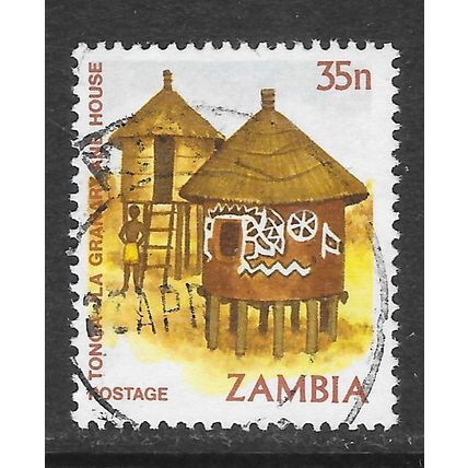 ZAMBIA 1982 VILLAGE LIFE TONGA JLA GRANARY HOUSE STILTS DECORATED USED