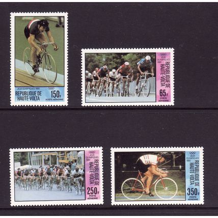 UPPER VOLTA 1980 OLYMPIC CYCLING SET 4 VALS U/M MINT