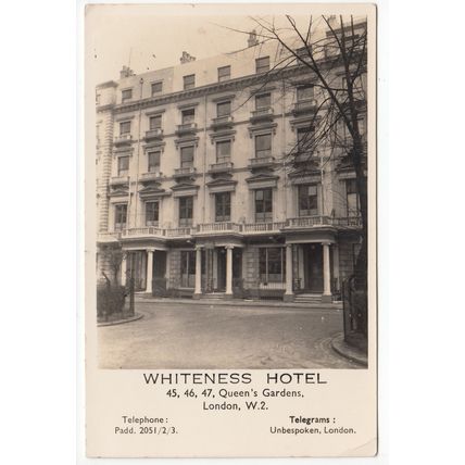 Whiteness Hotel Queen's Gardens London Postcard RP