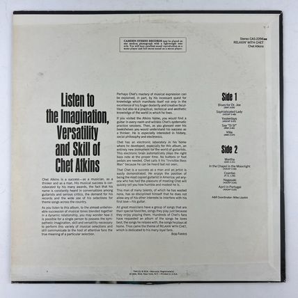 Chet Atkins - Relaxin' With Chet Vinyl LP Record Album CAS 2296