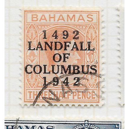 BAHAMAS 1942 KG6 COLUMBUS LANDFALL 1.5d USED CDS SG164 164 SG