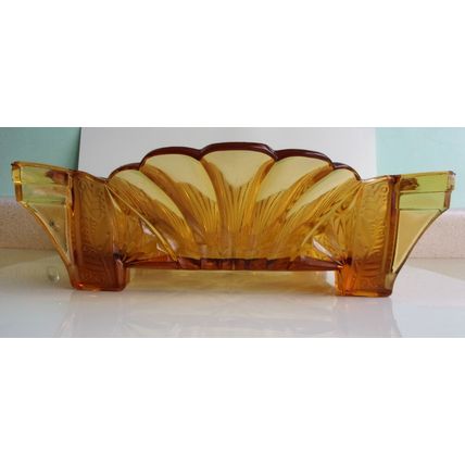 Art Deco Brockwitz Amber Glass Fruit Bowl c.1936.