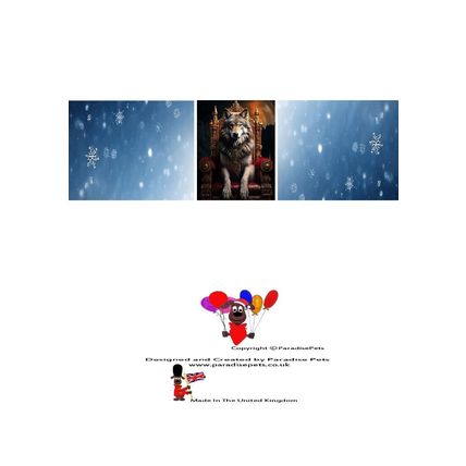 WOLF ON A RED & GOLD THRONE CHRISTMAS CARD AS IT IS OR PERSONALISED & DECORATED