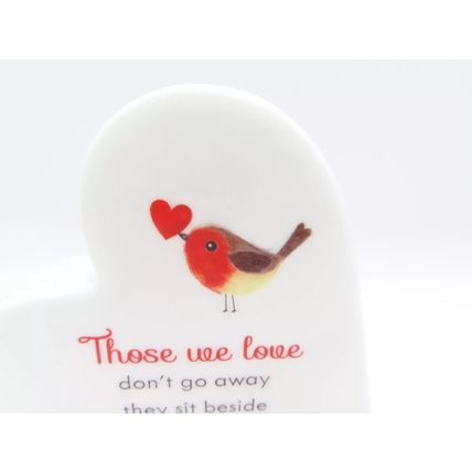 Heart Shaped Ornament with Verse & Robin Detail 9 CM Home Decor Gift Grief