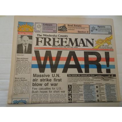 The Waukesha Freeman - January 17, 1991 - WAR! - Desert Storm - Newspaper