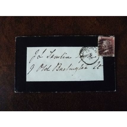 1874 GB QV 1d Red stamp plate no 171 JB duplex mourning cover Old Burlington St