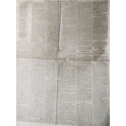 Civil War] The World, New York, March 15, 1865. Original complete issue