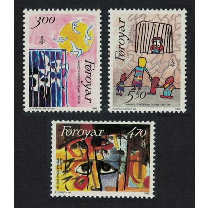 Faroe Is. 25th Anniversary of Amnesty Intl 3v 1986 MNH SG#133-135 Sc#145-147