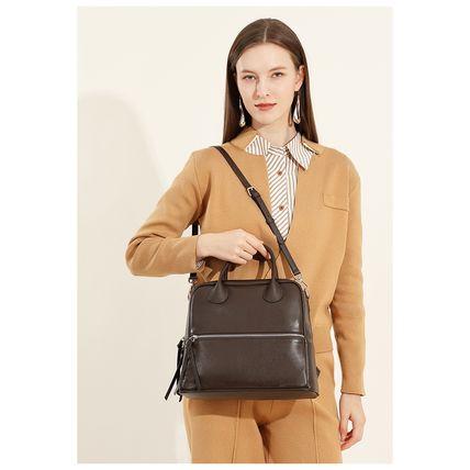 Genuine Leather Women Shoulder Handbag Tote Hobo Handbag Brown