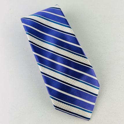 Croft & Barrow Stripes Necktie Tie Purple White Blue 100% Silk