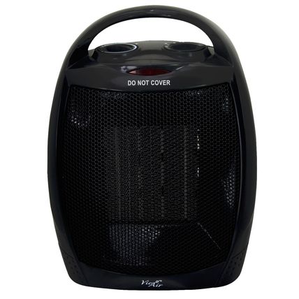 Vie Air 1500W Portable 2 Settings Black Ceramic Heater with Adjustable Thermo...