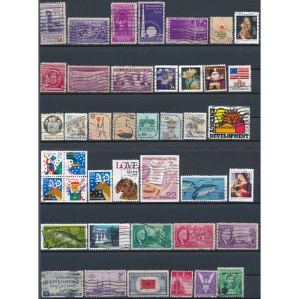 1000 Stamp Selection - USA - Used Hinged