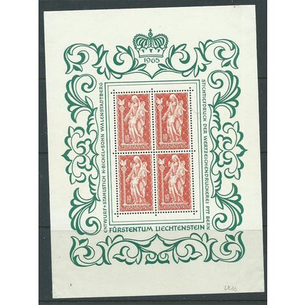liechtenstein sg442 sg ms442 sheet mnh some corner gum blemishes 1965
