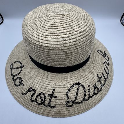 Simplicity Do Not Disturb Straw Hat New w/Tags Beige Black Band