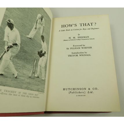 HOW'S THAT Little Book On Cricket For Boys And Beginners 1937 Herman HB Illustd