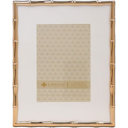 Lawrence Frames Bamboo Design Metal Frame, 8X10, Matted 5X7, Gold