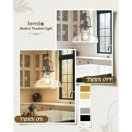 FEMILA Pendant Lights for Kitchen Island, 11" Farmhouse Hanging Light Fixture wi