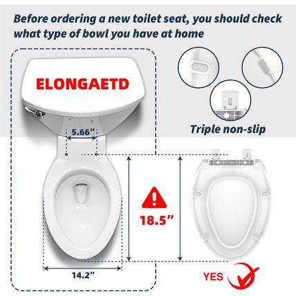 ELONGATED Toilet Seat Risers for Seniors, Slow Close, Elevated Toilet Seat, Heav