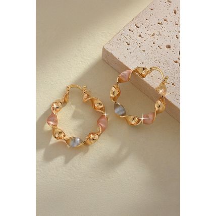 Gold Twisted Plated Alloy Hoop Earrings