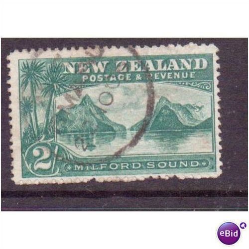 New Zealand stamp 1898 perf 14 2/- milford sound green