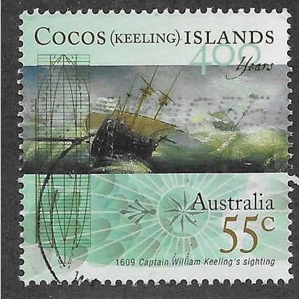 CKI 2009 55c 'ENGLISH EAST INDIAMAN' FINE USED (EBID70-977)