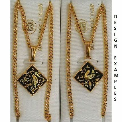 Damascene Gold Diamond Shape Dove Design Pendant Necklace by Midas of Spain