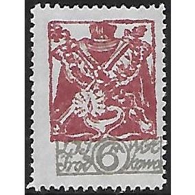 Mi 18 A (*): 6 Mk. lilac-red/grey Definitive, white paper, line perf. 11½.
