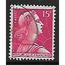 FRANCE 1955 15F RED FRANCE SG 1238 FINE USED#2