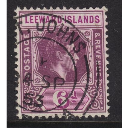 LEEWARD ISLANDS SG109b 6d Purple & Deep magenta ~ Used.