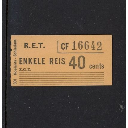 Netherlands R.E.T. Roelants to Schiedam Ticket 40 Cents