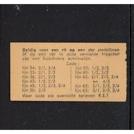 Netherlands R.E.T. Roelants to Schiedam Ticket 40 Cents