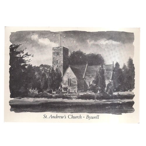 ST. ANDREW'S CHURCH, BYWELL unused postcard painted by E L Forrest /