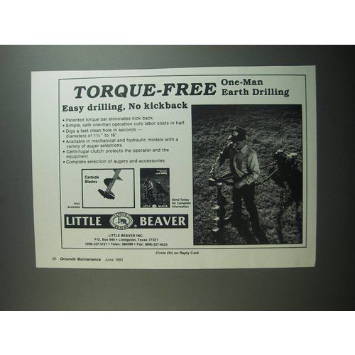 1991 Little Beaver Ad - Torque-free one-man earth drilling