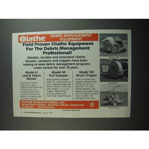1991 Olathe Ad - 61 Leaf & Debris Blower, 48 Turf Sweeper, 182 Brush Chipper