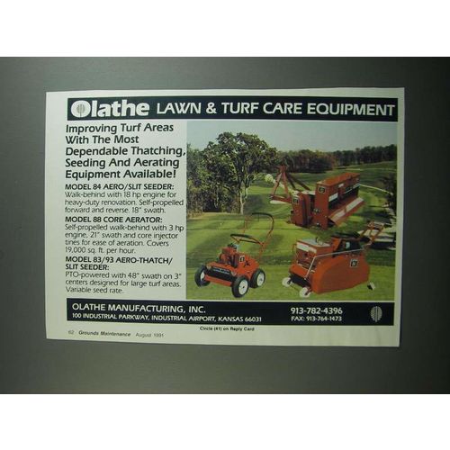 1991 Olathe Ad - 84 Aero/Slit Seeder, 88 Core Aerator, 83/93 Aero-Thatch