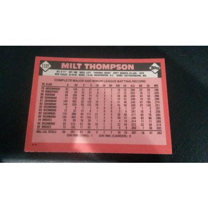 1986 Topps Traded Card # 112T Milt Thompson Excellent (5) Philadelphia Phillies
