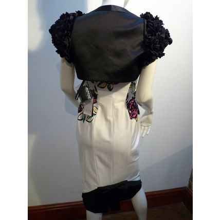 DUSK WHITE EVENING PARTY SPECIAL OCCASION DRESS & BLACK SHRUG UK 8 £450 BNWT