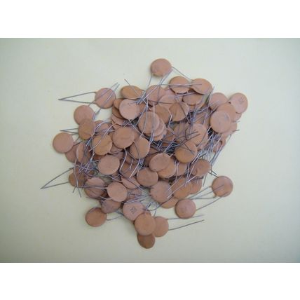 0.1µF Disc Capacitors 50V Long Wire. New Old Stock, Bag of Appx 500