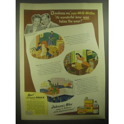 1945 Johnson's Wax Advertisement - Goodness me, says Molly McGee