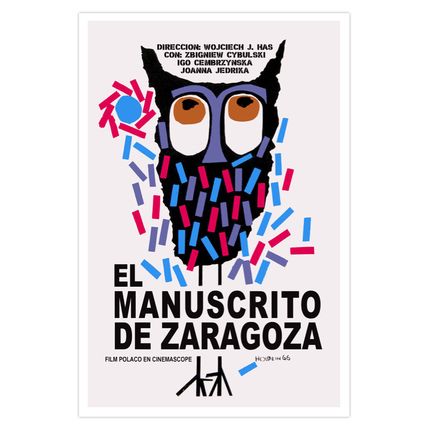 Movie Poster for film Buho de ZARAGOZA.Luchuza.Owl modern art.Multicolor decor