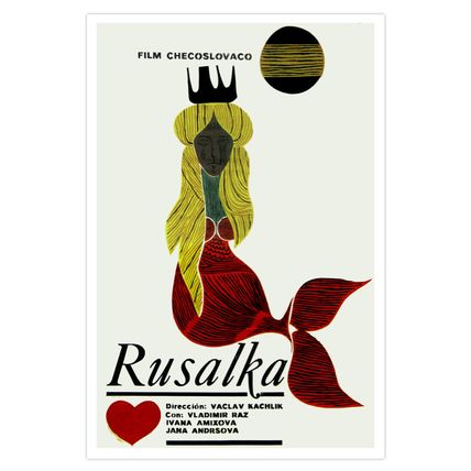 Movie Poster for film Polish RUSALKA.Crying Blonde MERMAID in Red.Sirena.Decor.