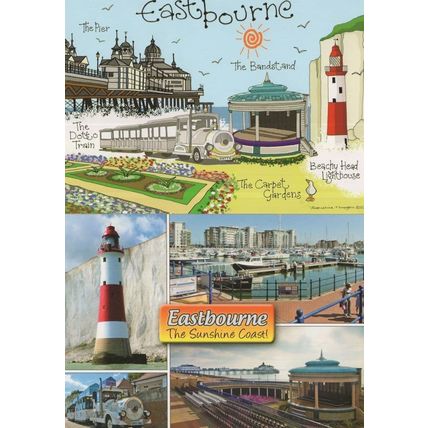 Eastbourne The Dotto Train About To Crash Bandstand Comic Sussex 2x Postcard