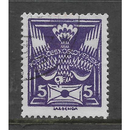 CZECHOSLOVAKIA 1920 DEFINITIVES 5H VIOLET SG 189 FINE USED