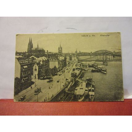 rheinufer, KOLN AM RHEIN, COLOGNE, GERMANY unused antique postcard /