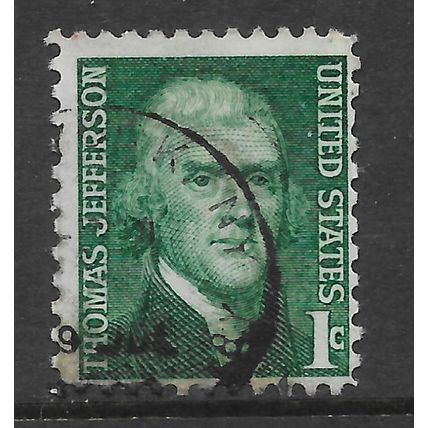 USA 1968 1c GREEN THOMAS JEFFERSON SG1259 FINE USED#2