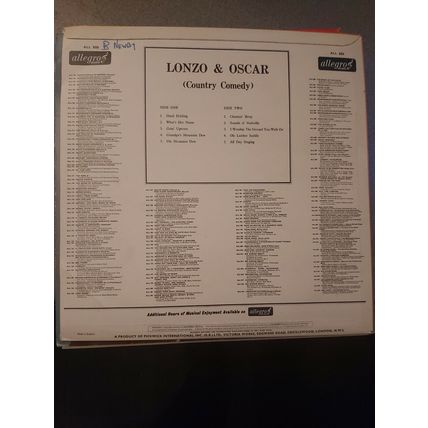 Lonzo & Oscar ‎– Lonzo & Oscar! (ALL880) 1968 (LP)