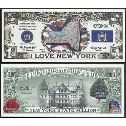 State of New York Million Dollar Bill Novelty Note - Wholesale Lot Of 200