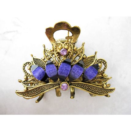 Medium jeweled antique bronze hair claw clip