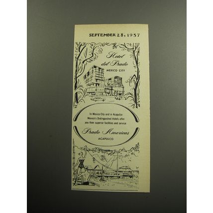 1957 Hotel del Prado and Prado Americas Hotel Advertisement - Mexico City